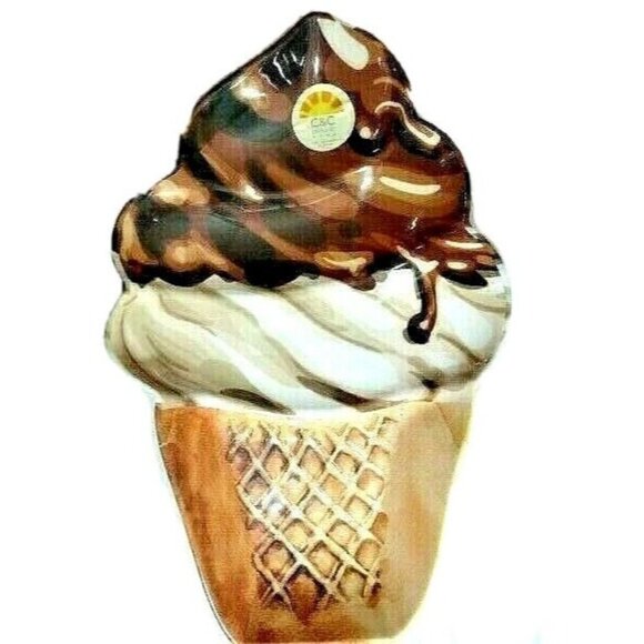 Ice Cream Cone Serving Tray Melamine Bowl Kitchen Dinnerware Party 18 x 11-inch - Picture 1 of 2